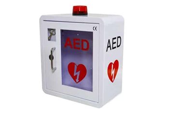 ארון לדפיברילטור חצי אוטומטי <br> כולל מנעול ואזעקה AED <br> עם זכוכית שבירה