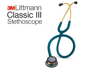 סטטוסקופ ליטמן קלאסיק 3 <br> Caribbean Blue Rainbow - 5807 <br> Littmann Classic III
