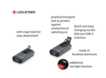 פנס + אזעקה 400LM <br> מתחבר לצרור מפתחות <br> LEDLENSER K6R